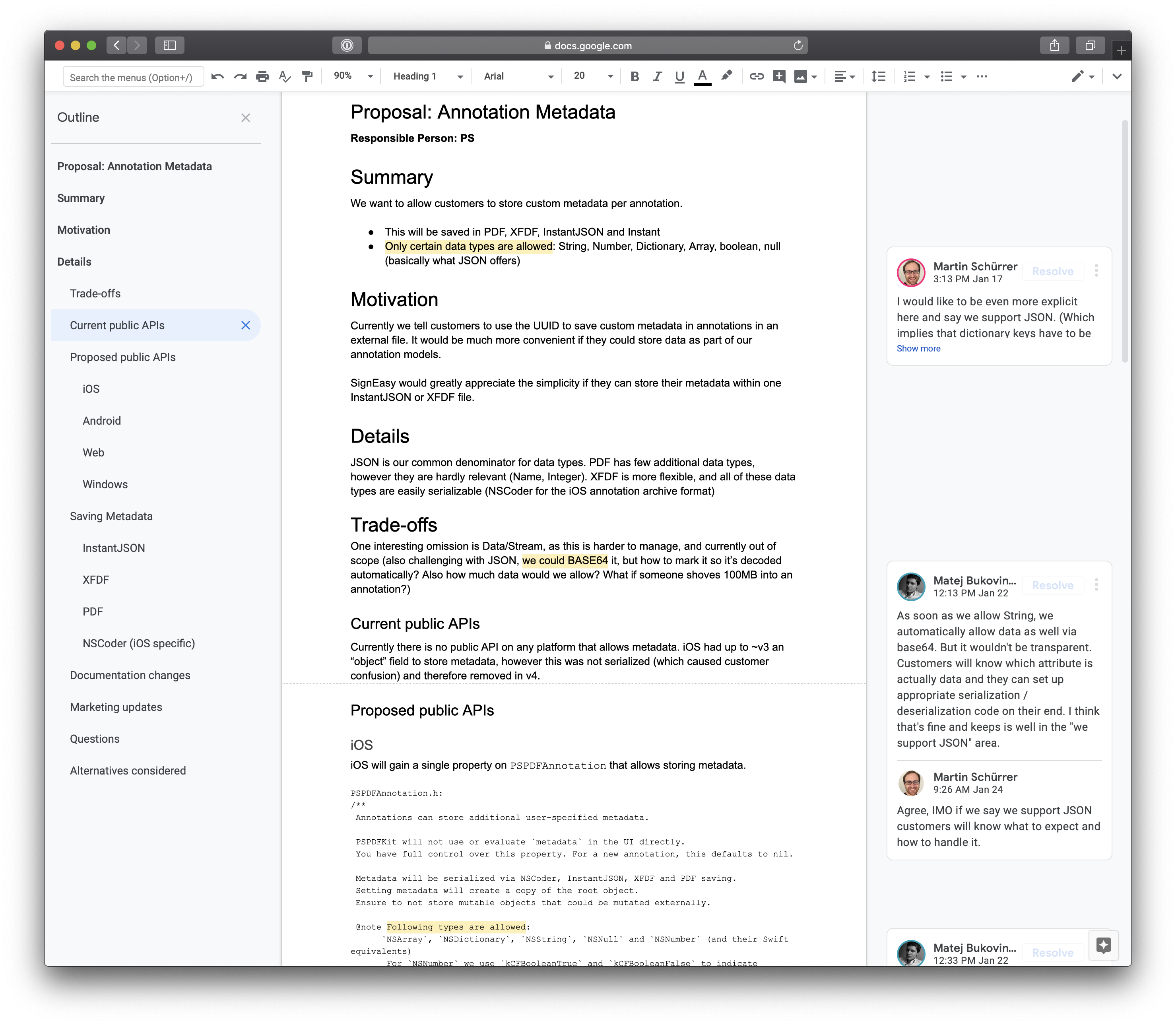 Metadata proposal